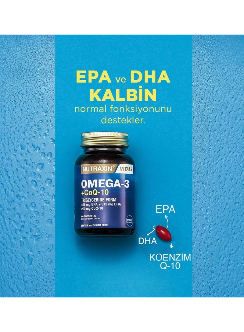 Nutraxin Omega-3 + CoQ-10 Maximum Potency Antioxidant and Fish Oil for Cardiac Support, Energy Metabolism 60 Tablets - Image 2